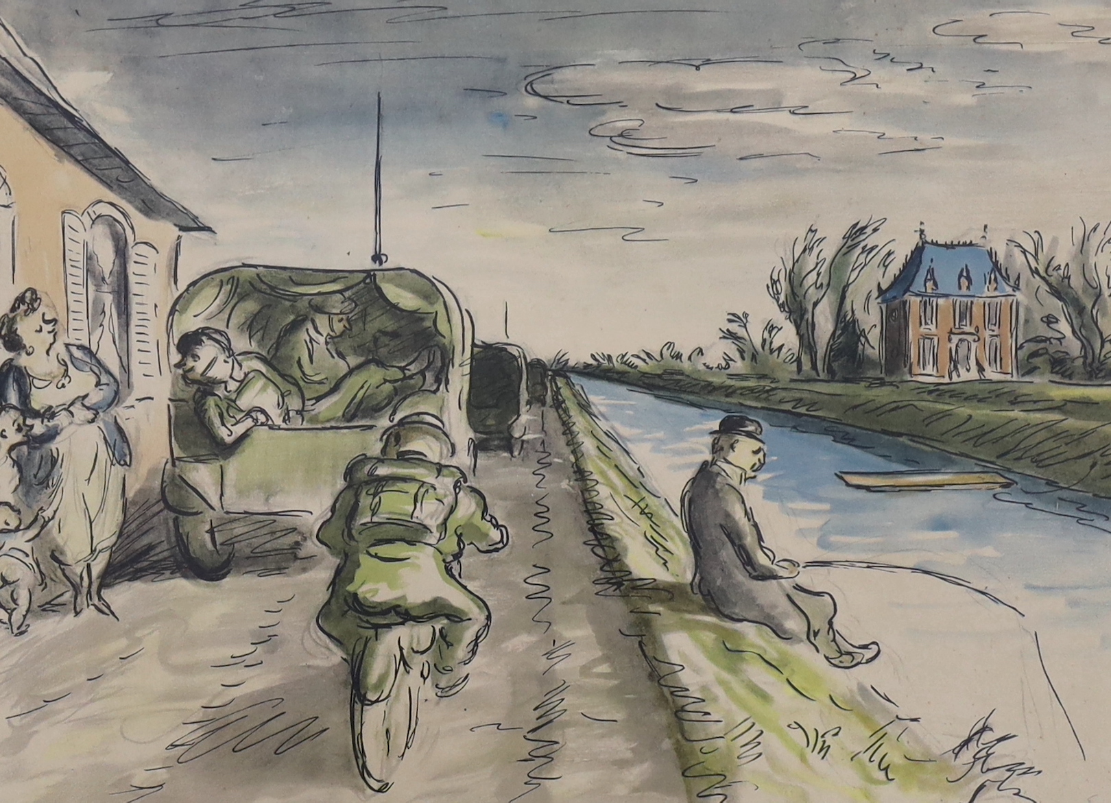 Edward Ardizzone RA (War Office Artist, 1900-1979), colour print, 'With the 300th, On the Move', 39 x 28cm